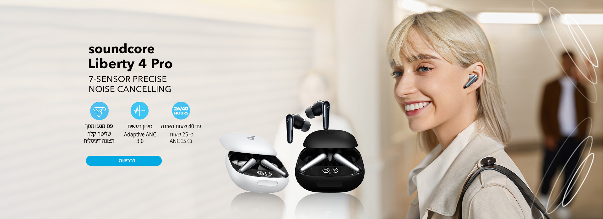 אוזניות soundcore Liberty 4 Pro TWS