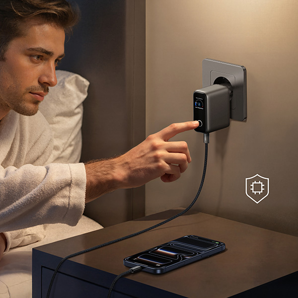 מטען קיר עוצמתי 3 יציאות Anker Wall Charger 100W בצבע שחור