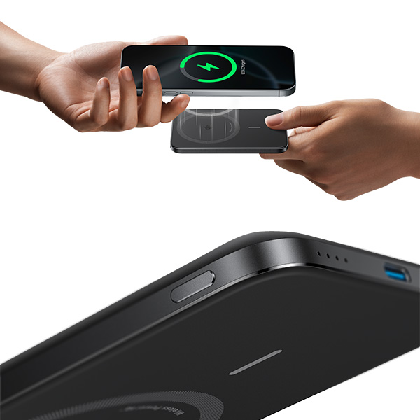 סוללת גיבוי אלחוטית Anker Nano Slim 5,000mAh בצבע שחור