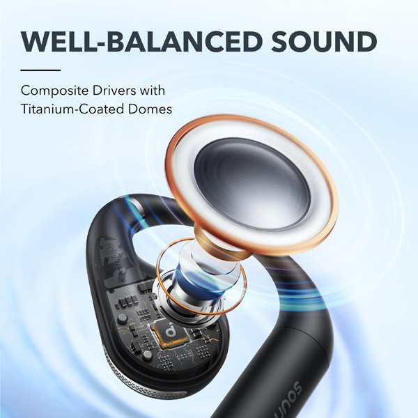 אוזניות soundcore AeroFit Open Ear בצבע שחור