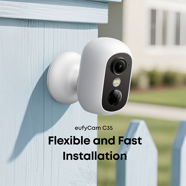 מצלמת אבטחת חוץ חכמה eufy Security Cam C35 FHD בצבע לבן