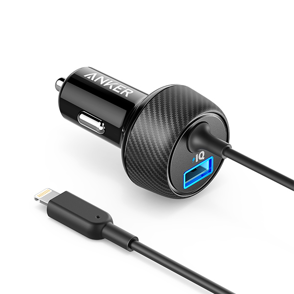 מטען לרכב Anker Elite USB PORT+Lightning Cable 24W A2214 מטען לרכב Anker Elite USB PORT+Lightning Cable 24W A2214