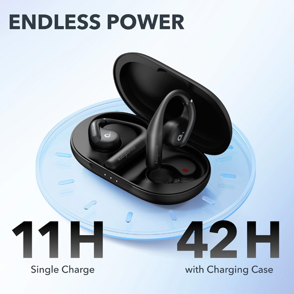 אוזניות soundcore AeroFit Open Ear בצבע שחור