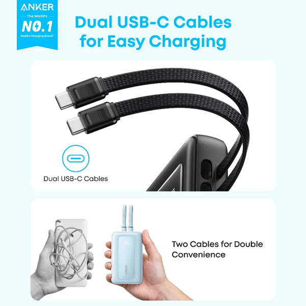 סוללת גיבוי Anker Zolo Power Bank 35W 10,000mAh בצבע לבן