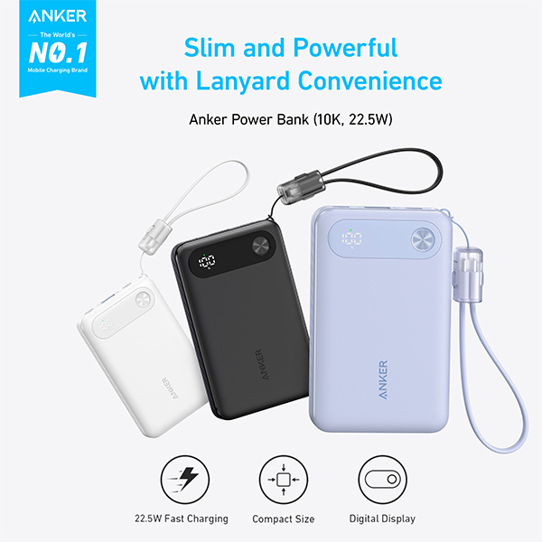 סוללת גיבוי ניידת קומפקטית Anker Power Bank 10000mAh