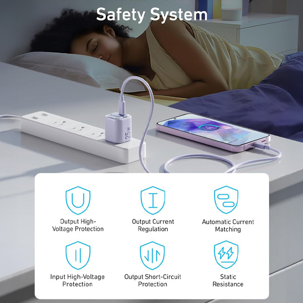 מטען קיר קומפקטי Anker USB-C Wall Charger 25W בצבע שחור