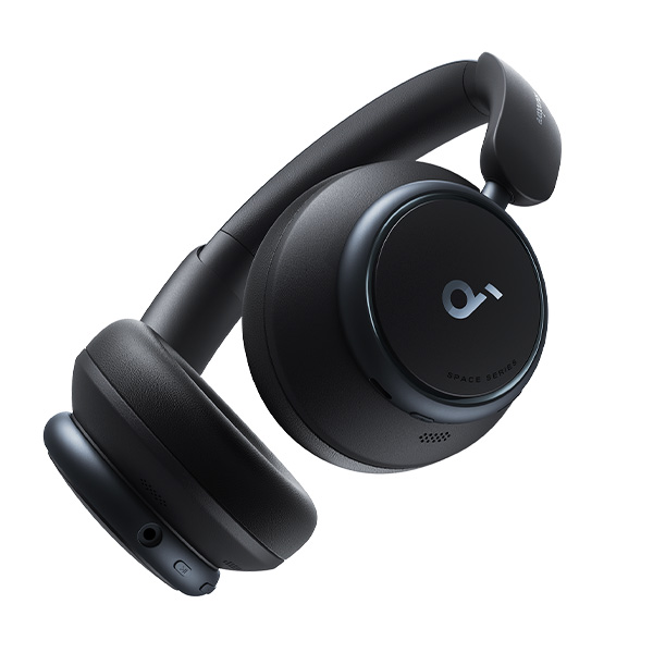 אוזניות קשת אלחוטיות soundcore Space Q45 On-Ear בצבע שחור