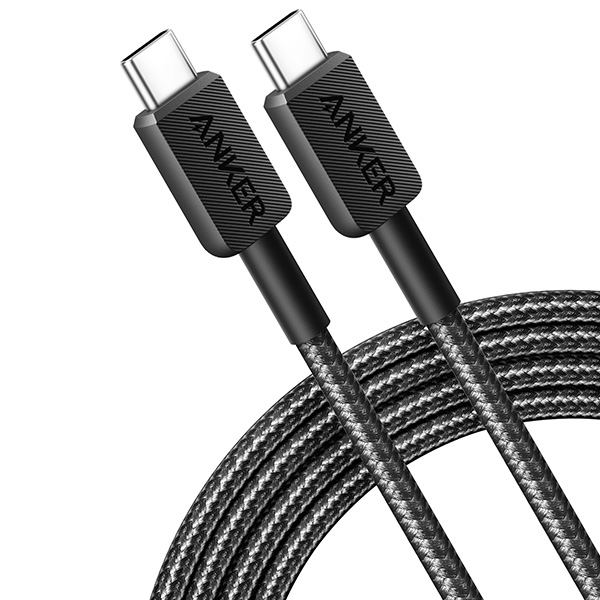 כבל 1.8 מטר Anker 322 USB-C to USB-C בצבע שחור