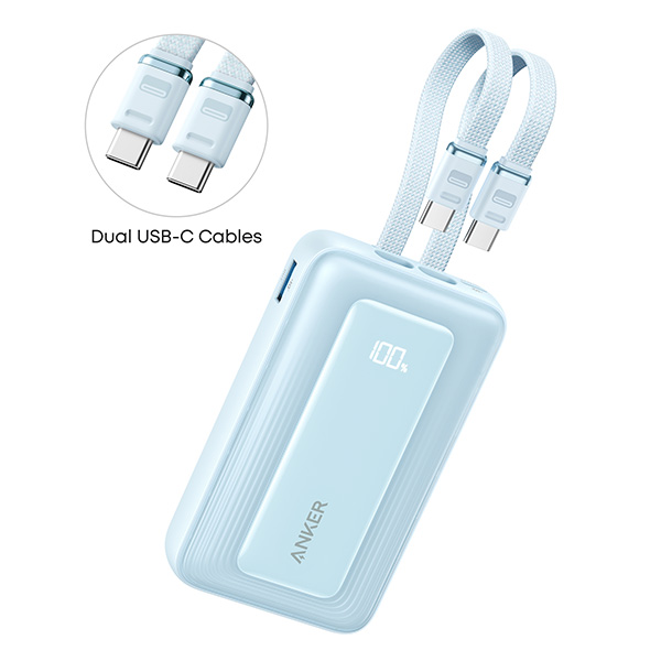 סוללת גיבוי Anker Zolo Power Bank 35W 10000mAh בצבע כחול