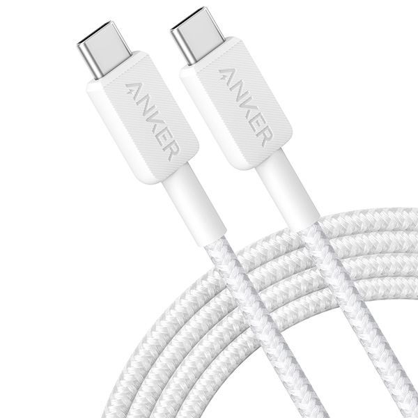 כבל 1.8 מטר Anker 322 USB-C to USB-C בצבע לבן