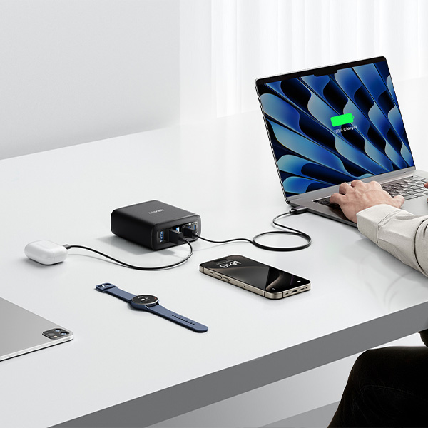 מטען עוצמתי 6 יציאות Anker Charger 112W GaN