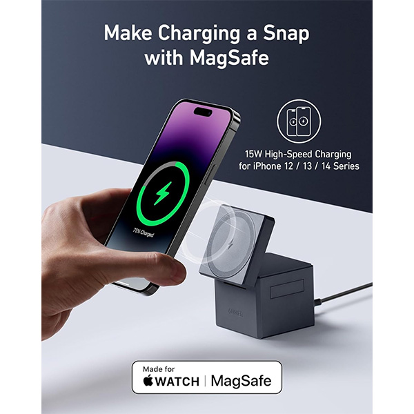 קוביית טעינה רב-תכליתית Anker 3-in-1 Cube with MagSafe Y1811 