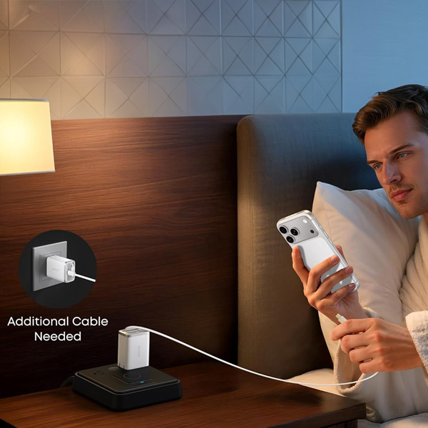 מטען קיר משולב כבל Anker Nano Charger 35W with USB-C cable בצבע לבן