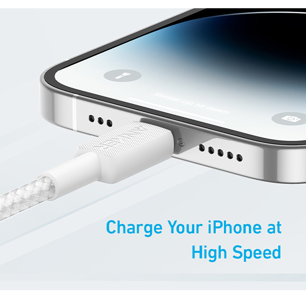 כבל 1.8 מטר Anker 322 USB-C to Lightning בצבע לבן