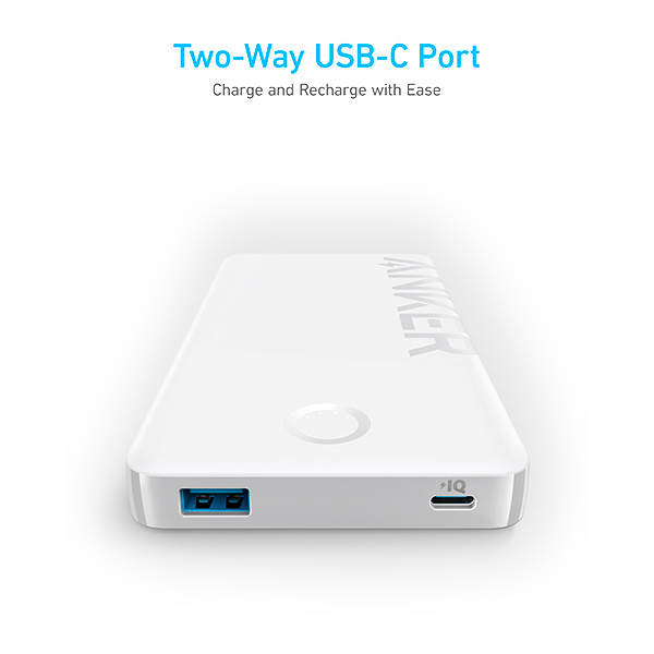 סוללת גיבוי Anker 323 Power Bank 10000mA בצבע לבן