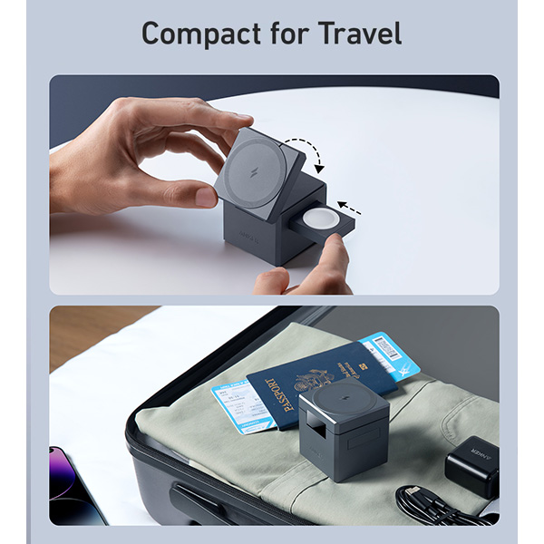 קוביית טעינה רב-תכליתית Anker 3-in-1 Cube with MagSafe Y1811 