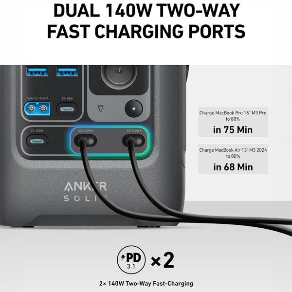 תחנת כוח ניידת Anker SOLIX portable power station C300 DC 288Wh