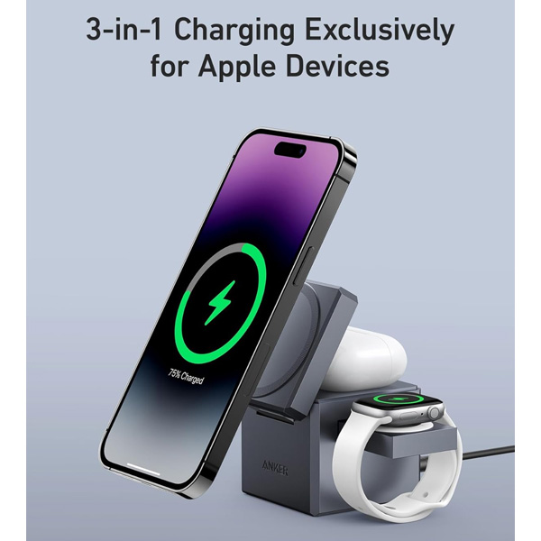 קוביית טעינה רב-תכליתית Anker 3-in-1 Cube with MagSafe Y1811 