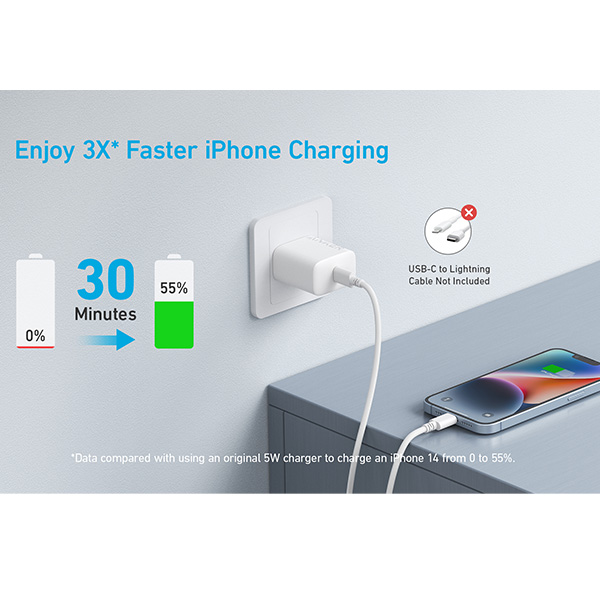 מטען קיר 20W עם כבל Anker Charger 20W USB-C 