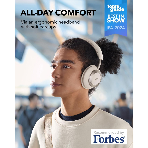 אוזניות קשת soundcore Space One Pro On-Ear בצבע לבן