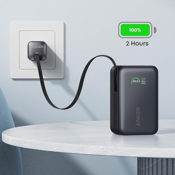 סוללת גיבוי ניידת Anker Nano 45W built-In USB-C Cable 10,000mAh 