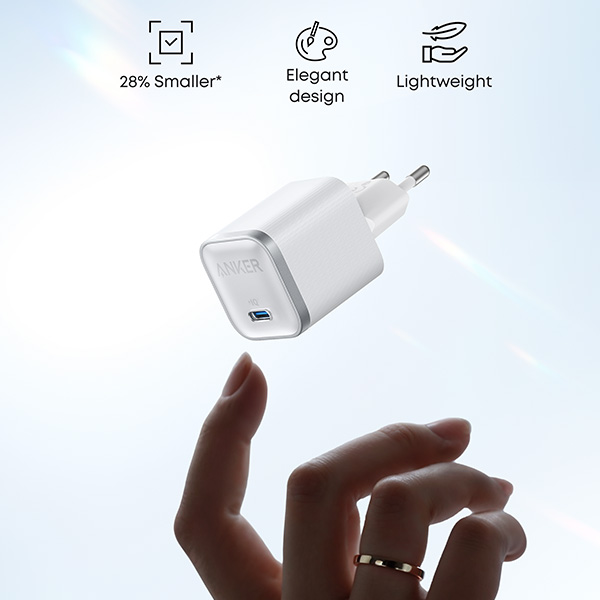מטען קיר Anker Nano Charger 45W בצבע לבן