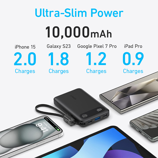 סוללת גיבוי ניידת קומפקטית Anker Power Bank 10000mAh