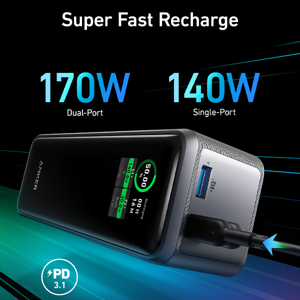 סוללת גיבוי Anker Prime 27650mAh Power Bank (250W)