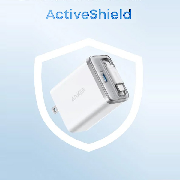 מטען קיר משולב כבל Anker Nano Charger 35W with USB-C cable בצבע לבן