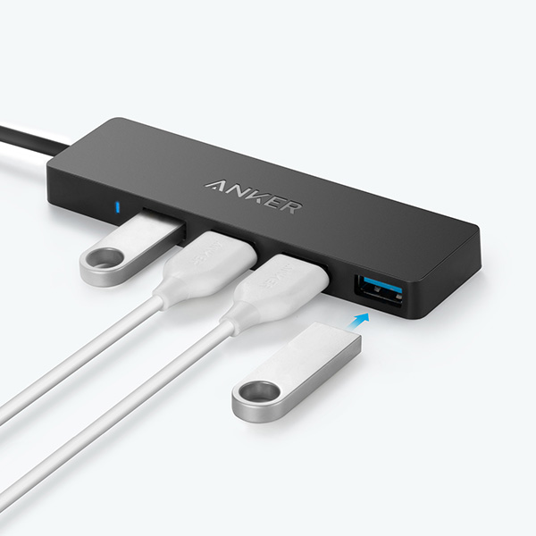 רכזת Anker USB-A 4-Port Ultra Slim USB 3.0 Data Hub