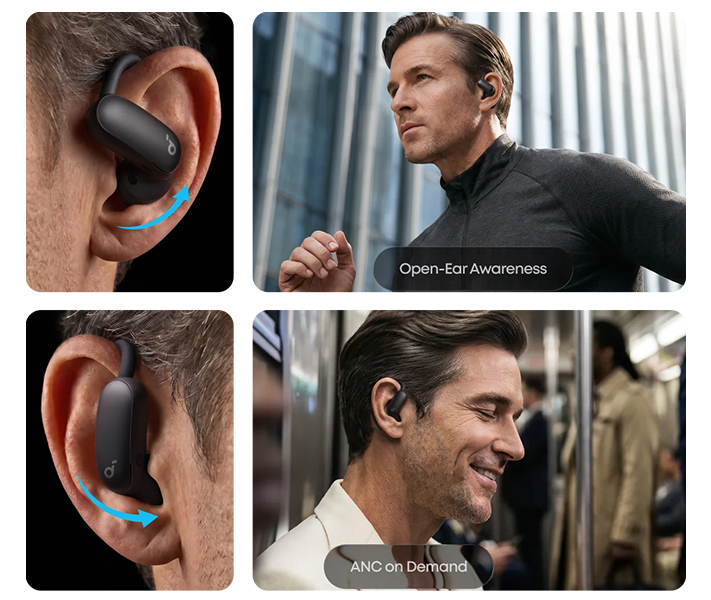 אוזניות soundcore AeroFit 2 Pro Open Ear בצבע שחור