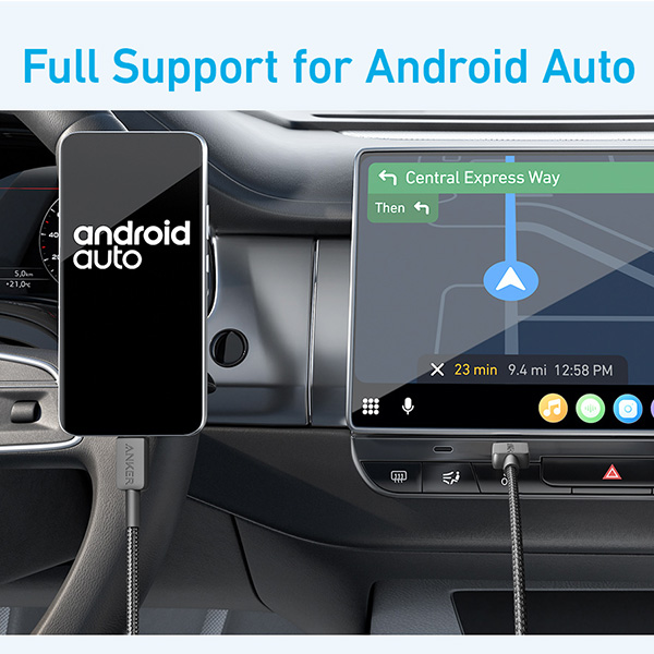 כבל 1.8 מטר Anker 322 USB-A to USB-C בצבע שחור